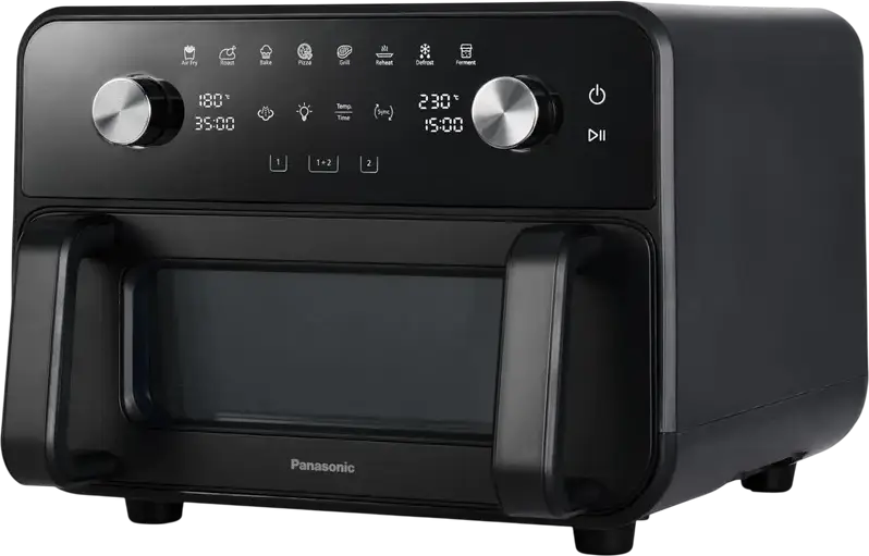 Panasonic NF-BC1000KXE Flex Air Fryer, 9.6L Dual Zone Capacity, 2450W, Gentle Steam Technology, 360 Air Flow, Ceramic Non-Stick Coating, Black