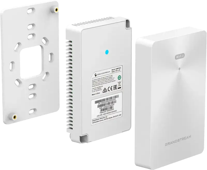 Grandstream GWN7661 Wi-Fi 6 In-Wall Access Point, Dual-Band AX1800, 4 Gigabit Ethernet Ports, 2x2 MU-MIMO, PoE 802.3af/at, IPX6 Rated, White