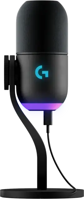 Microfon Gaming Dinamic Logitech Yeti GX cu RGB, Negru, Pattern Supercardioid, Rata de Esantionare 48kHz/96kHz, 24-bit, Conectivitate USB, LIGHTSYNC RGB