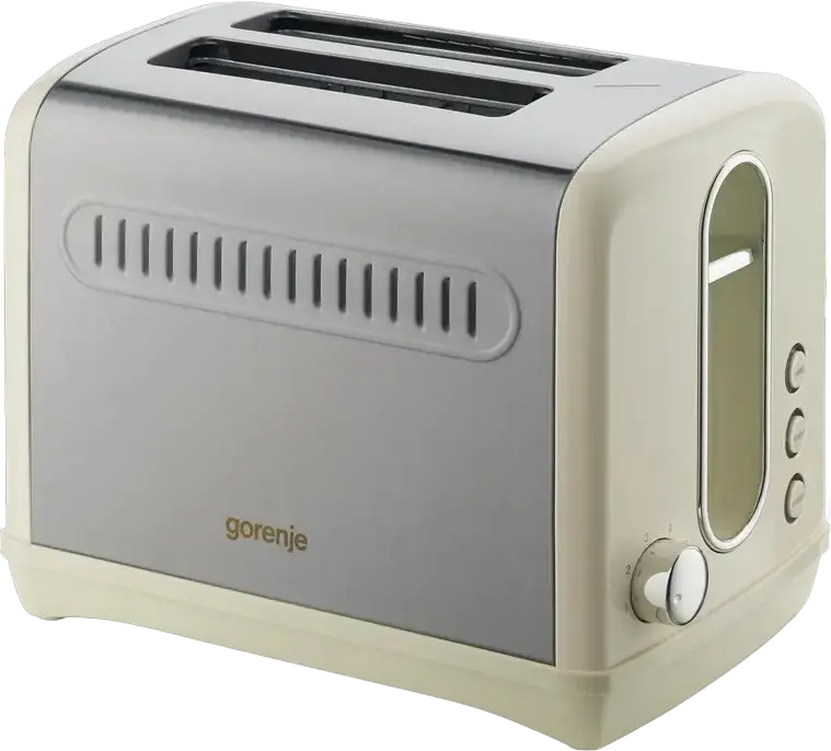 Gorenje T1100CLI Toaster, 1100W, 2 Slots, 6 Browning Levels, Defrost and Reheat Functions, Removable Crumb Tray, Beige