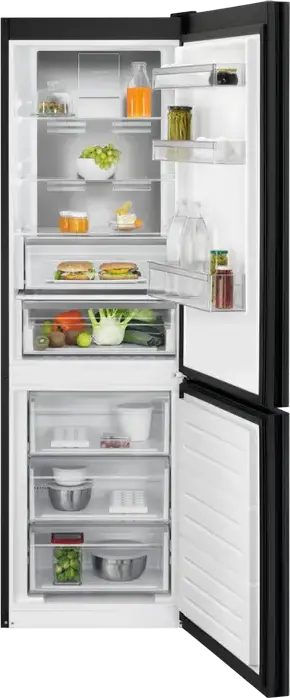 Electrolux LNT7ME32 Combi Refrigerator Black, 186 cm, 324L Capacity, No Frost Freezer, Dynamic Cooling, Cooling 360, CustomFlex, LCD Display, Energy Class E