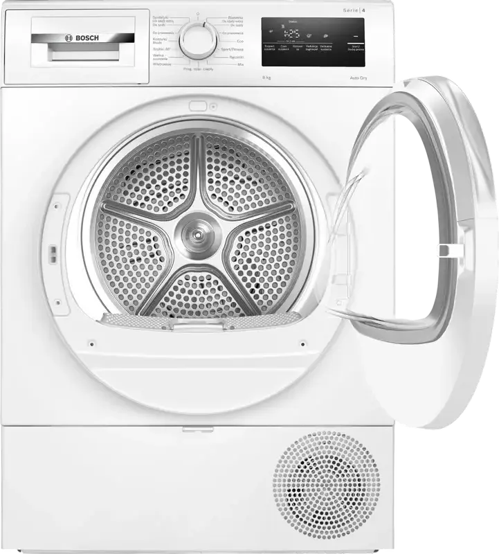 Bosch Series 4 WTH83277PL Heat Pump Clothes Dryer, 8 kg Capacity, Energy Class D, Front Loading Freestanding, 15 Programs, LED Display, White