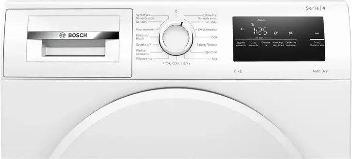 Bosch Series 4 WTH83277PL Heat Pump Clothes Dryer, 8 kg Capacity, Energy Class D, Front Loading Freestanding, 15 Programs, LED Display, White