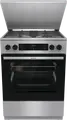 Комбинированная плита Gorenje GKS6C71XF, электродуховка 71 л класс A, 4 газовые конфорки, чугунные решетки, AquaClean, нержавеющая сталь, 60x60 см