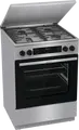 Комбинированная плита Gorenje GKS6C71XF, электродуховка 71 л класс A, 4 газовые конфорки, чугунные решетки, AquaClean, нержавеющая сталь, 60x60 см