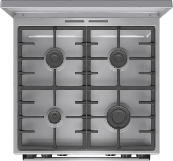 Комбинированная плита Gorenje GKS6C71XF, электродуховка 71 л класс A, 4 газовые конфорки, чугунные решетки, AquaClean, нержавеющая сталь, 60x60 см