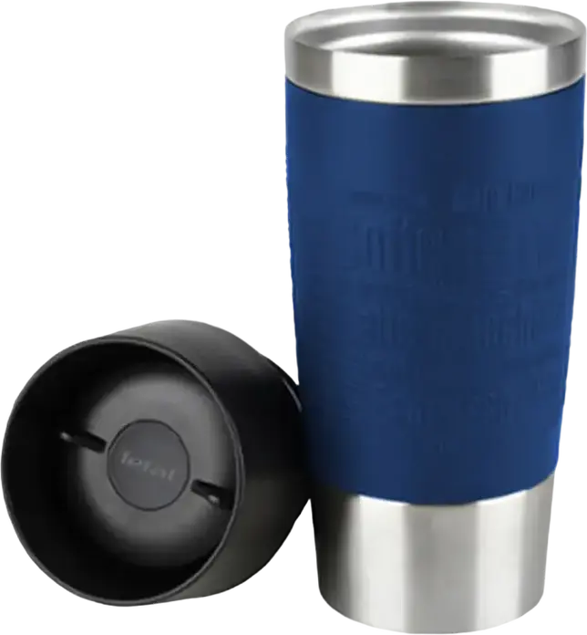 Cana de Calatorie Tefal K3082114 0.36L Albastru, Termos din Otel Inoxidabil cu Perete Dublu, Margine de Baut 360 Grade si Capac Etans