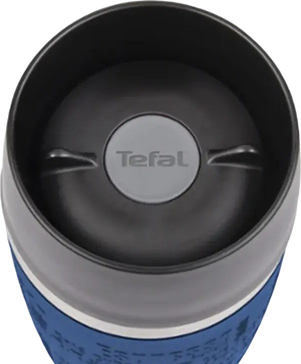 Cana de Calatorie Tefal K3082114 0.36L Albastru, Termos din Otel Inoxidabil cu Perete Dublu, Margine de Baut 360 Grade si Capac Etans