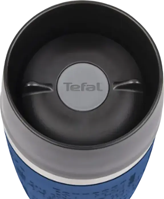 Cana de Calatorie Tefal K3082114 0.36L Albastru, Termos din Otel Inoxidabil cu Perete Dublu, Margine de Baut 360 Grade si Capac Etans