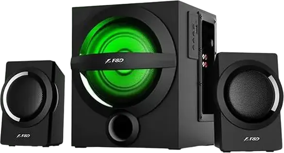 Sistem Difuzoare Multimedia F&D A140X 2.1 Canale, 37W RMS, Bluetooth 5.0, USB, Radio FM, lemn MDF, Iluminare LED, Telecomanda, Negru