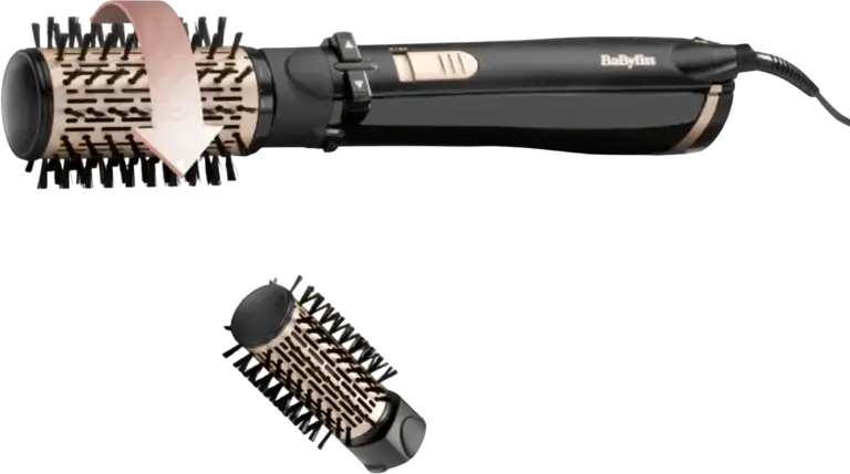 Электрическая вращающаяся щетка-фен BaByliss AS962E Big Hair Dual 1000, 1000 Вт, керамическое покрытие, ионизация, 2 насадки 42 мм и 50 мм, черный
