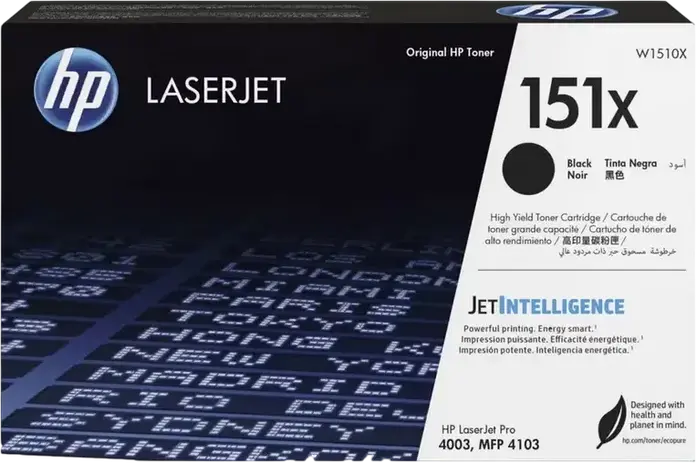 Лазерный тонер-картридж HP 151X (W1510X) повышенной емкости, черный, JetIntelligence, ресурс 9700 страниц для LaserJet Pro 4003dw 4003fdn 4003fdw 4103dw 4103fdn 4103fdw