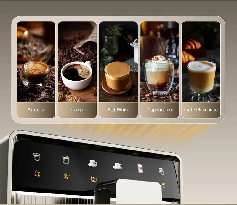 Dreame FCM 30 Ecceluxe Slim Fully Automatic Espresso Machine, 19 Bar, 1690W, Automatic Milk Frother, Burr Grinder, 1.5L Tank, Beige