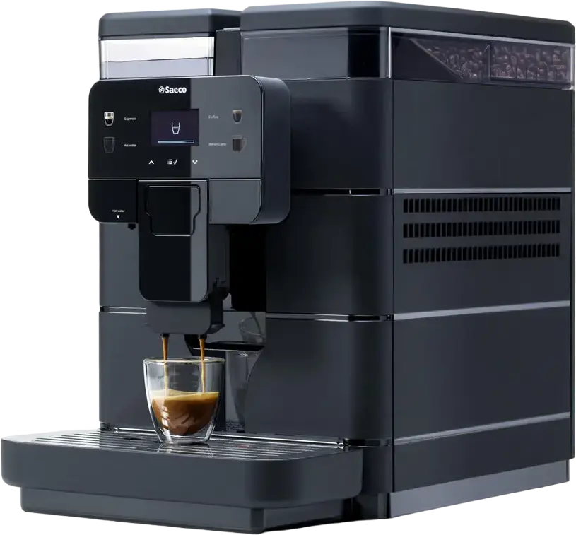 Saeco Royal Black Automatic Coffee Machine, 1400W, 15 Bar Pressure, 2.5L Water Tank, 600g Bean Hopper, Steel Conical Grinder, Matt Black