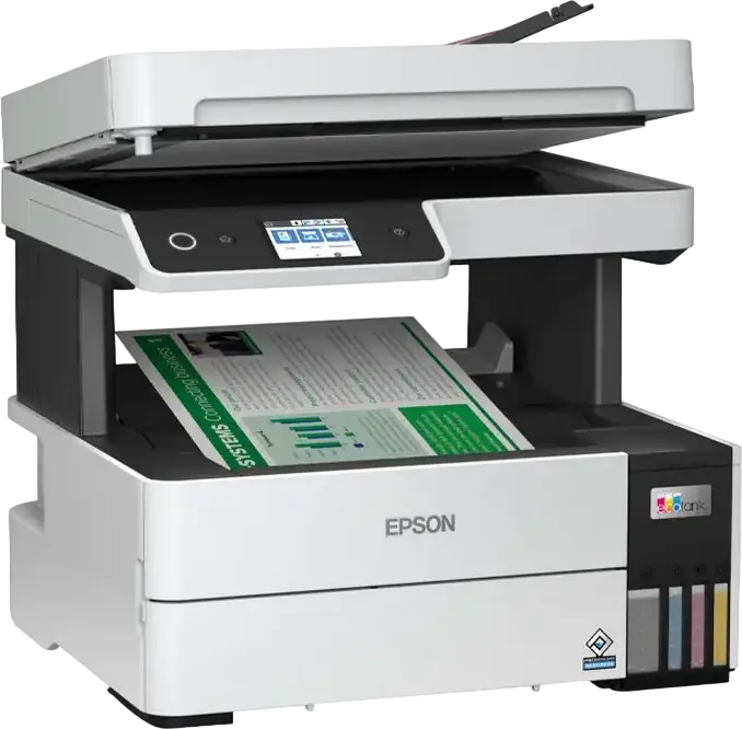 Epson EcoTank L6490 Multifunction Inkjet Printer, Print Scan Copy Fax, PrecisionCore, Pigment Ink, Auto Duplex, ADF, Wi-Fi, Ethernet, Grey