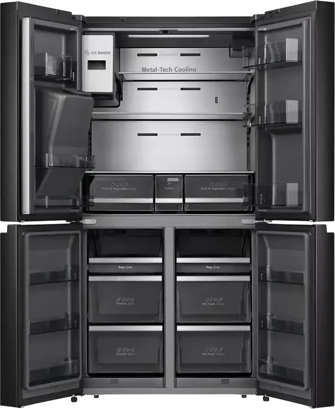 Frigider Hisense RQ760N4IFE Multi-door, 577L, No Frost, Dispenser Apa si Gheață, Ecran Smart Touch, Wi-Fi ConnectLife, Negru