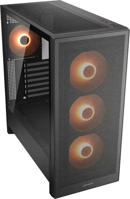Carcasa Cougar MX230 RGB Mid Tower, Panou Lateral din Sticla Temperata, Fata Mesh Metalic, 4 Ventilatoare ARGB 120mm, Suport E-ATX, Negru