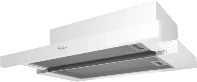 Hota incorporabila telescopica Whirlpool AKR 749/1 WH, Alb, 60 cm, Capacitate 371 m3/h, 3 Viteze, Iluminare LED, Filtre Aluminiu Lavabile