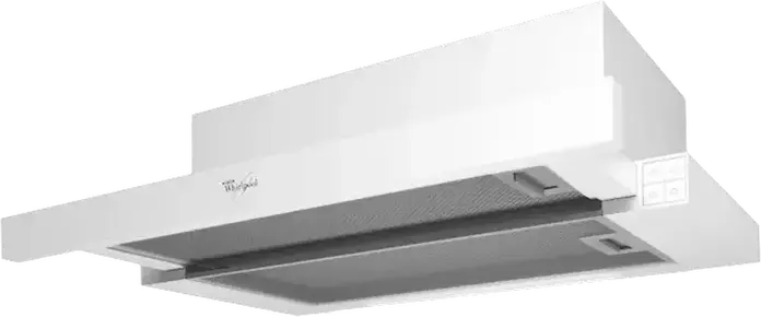 Hota incorporabila telescopica Whirlpool AKR 749/1 WH, Alb, 60 cm, Capacitate 371 m3/h, 3 Viteze, Iluminare LED, Filtre Aluminiu Lavabile