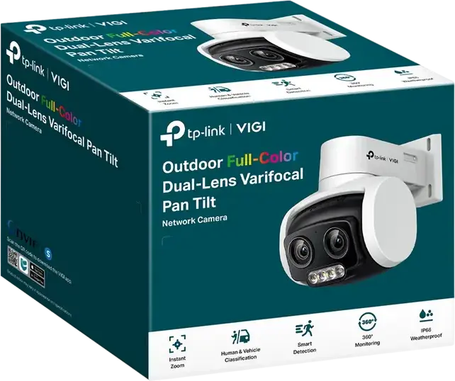 Сетевая уличная PTZ-камера TP-Link VIGI C540V 4МП Full-Color с двумя объективами, варифокальный зум 3x, IP66, PoE, двусторонняя аудиосвязь, H.265+