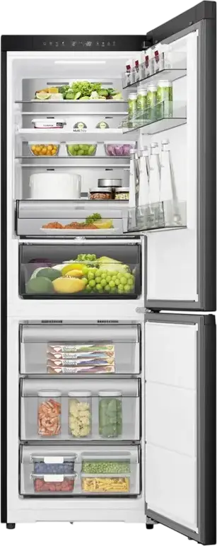 Frigider Combinat Hisense RB3K330SAIC, Total No Frost, 330L, Compresor Inverter, Metal-Tech Cooling, Wi-Fi ConnectLife, Negru, 185cm