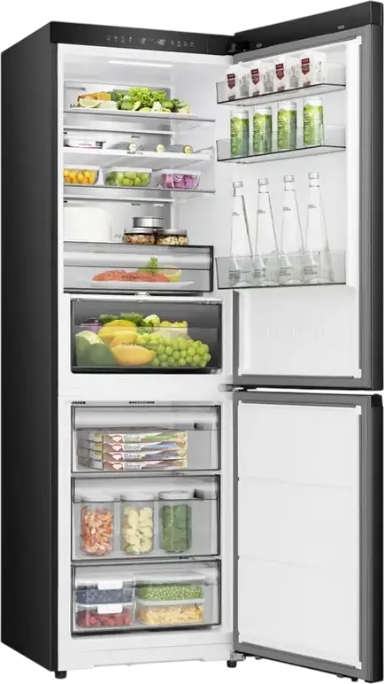 Frigider Combinat Hisense RB3K330SAIC, Total No Frost, 330L, Compresor Inverter, Metal-Tech Cooling, Wi-Fi ConnectLife, Negru, 185cm