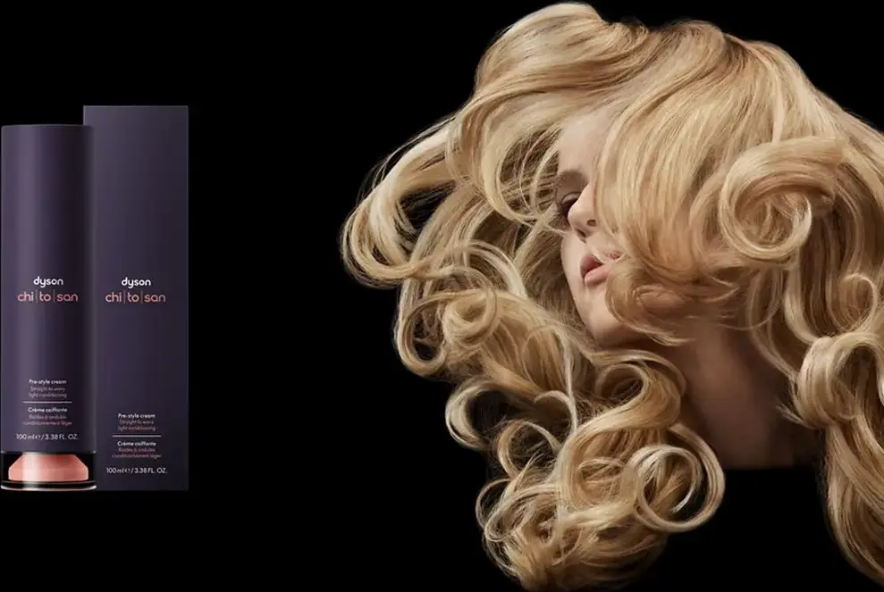 Dyson Chitosan Pre-style Cream 100ml for Curly to Coily Hair, Anti-Frizz Hair Styling with Argan and Grapeseed Oil, Flexible All-Day Hold, Triodetic Technology