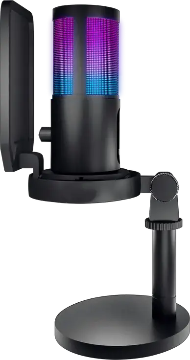 Конденсаторный настольный микрофон HATOR Signify RGB (HTA-510), кардиоидный, 20Гц-16кГц, USB Type-C, RGB-подсветка, металлический корпус, черный