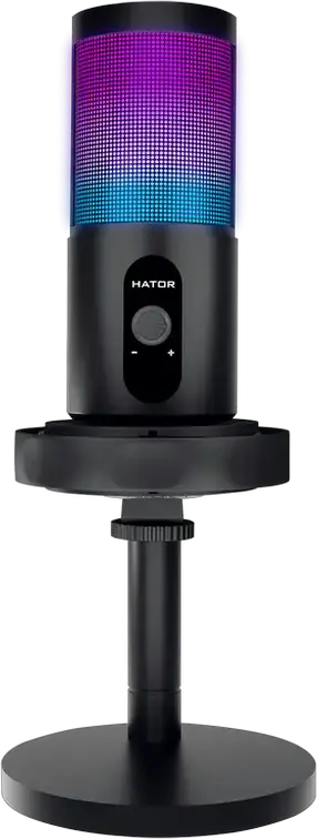 Конденсаторный настольный микрофон HATOR Signify RGB (HTA-510), кардиоидный, 20Гц-16кГц, USB Type-C, RGB-подсветка, металлический корпус, черный