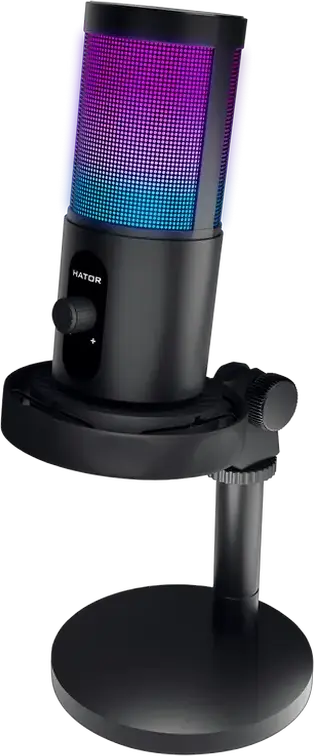 Конденсаторный настольный микрофон HATOR Signify RGB (HTA-510), кардиоидный, 20Гц-16кГц, USB Type-C, RGB-подсветка, металлический корпус, черный