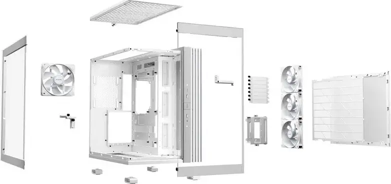 be quiet! Light Base 600 LX ATX Mid Tower Case, White, Panorama Tempered Glass, Dual Chamber, 4x Light Wings LX Fans, ARGB Strip, Backside Connector Support