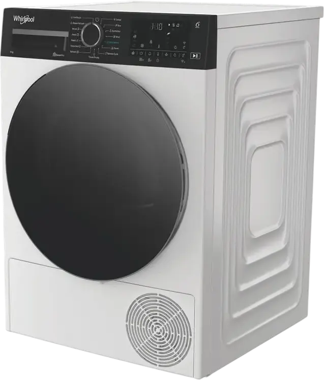 Whirlpool WP A9X WBS EE Uscator Rufe cu Pompa de Caldura, Capacitate 9kg, Clasa Energetica A, 6th Sense, HomeWhiz Wi-Fi, Motor Inverter, Alb/Negru