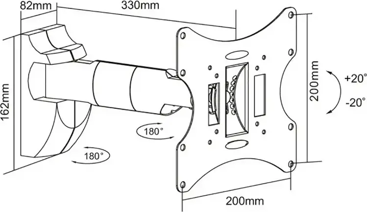 Suport de perete cu mișcare completă Reflecta Flexo 40-200B pentru ecrane 23-42 inch, VESA 75x75 până la 200x200mm, sarcină max 30kg, Oțel Negru