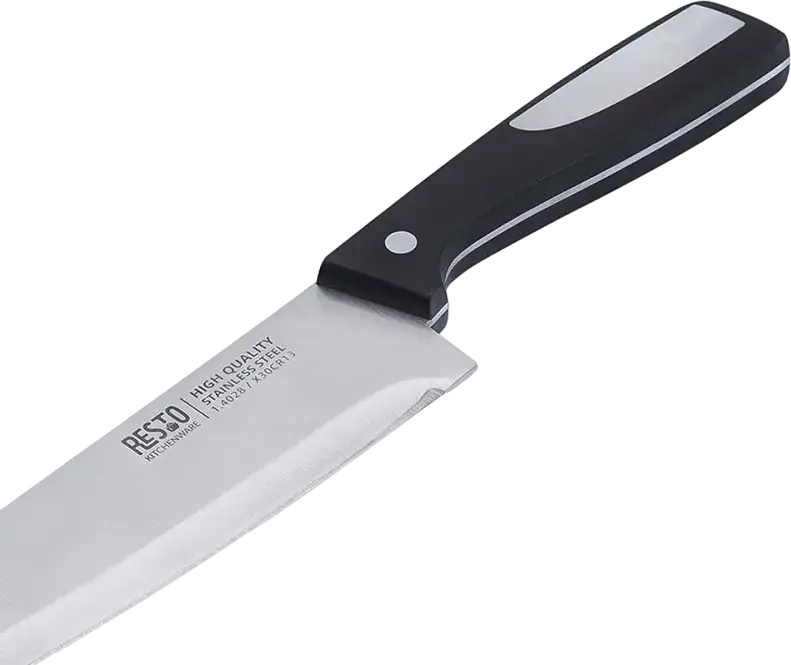 Cutit de bucatar RESTO 95320 ATLAS, lama din otel inoxidabil 20 cm X40Cr13, maner ergonomic din plastic negru, design eco-friendly