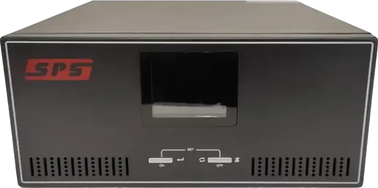 SPS SH300IN Uninterruptible Power Supply (UPS), 300VA/300W, Linear-Interactive, 12VDC Input, 230V Output, 2 Schuko Outlets, LCD Display, Black