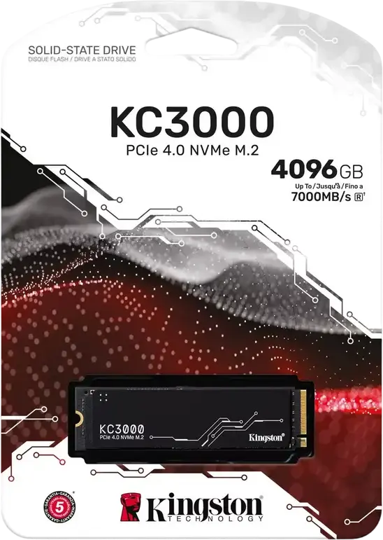 Kingston KC3000 4TB M.2 2280 PCIe 4.0 x4 NVMe SSD, 3D TLC NAND, Phison E18, Read up to 7000MB/s, Write up to 6000MB/s, Graphene Aluminum Heat Spreader