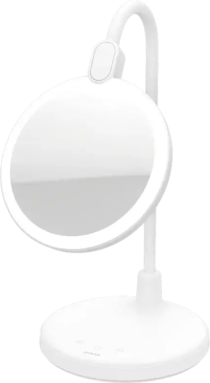 Proove On Fleek Dual-purpose LED Desk Lamp and Grooming Mirror, 3 Color Temperatures, Dimmable, 2200mAh Battery, USB-C, White, ABS and Silicone