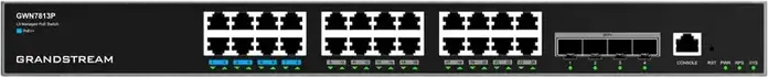 Grandstream GWN7813P Enterprise Layer 3 Managed PoE Switch, 24-Port Gigabit Ethernet, 4x 10G SFP+ Uplinks, 360W PoE Budget, 802.3af/at/bt, Rack-Mount