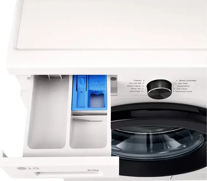 Стирально-сушильная машина LG W4X1085NWK с фронтальной загрузкой, 8кг стирка/5кг сушка, Inverter Direct Drive 6Motion, Steam, ThinQ Wi-Fi, 1400 об/мин