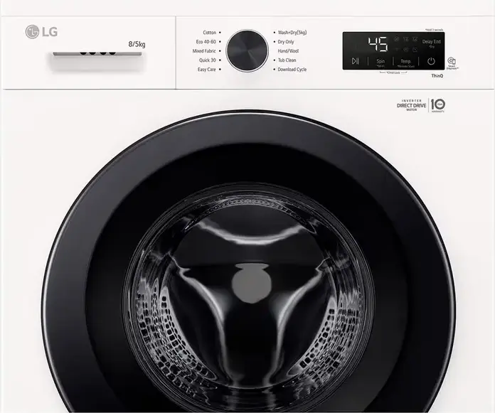 Стирально-сушильная машина LG W4X1085NWK с фронтальной загрузкой, 8кг стирка/5кг сушка, Inverter Direct Drive 6Motion, Steam, ThinQ Wi-Fi, 1400 об/мин