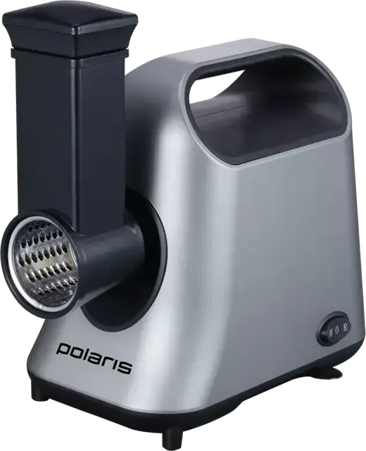 Мясорубка Polaris PMG 2058, 2200 Вт, производительность 2.5 кг/мин, реверс, защита от перегрузки, серый цвет, 2 режущих диска и насадка для колбас