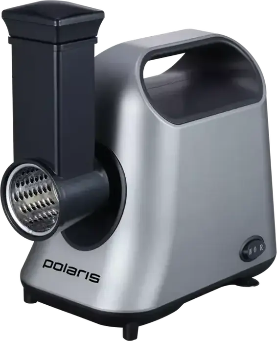 Мясорубка Polaris PMG 2058, 2200 Вт, производительность 2.5 кг/мин, реверс, защита от перегрузки, серый цвет, 2 режущих диска и насадка для колбас