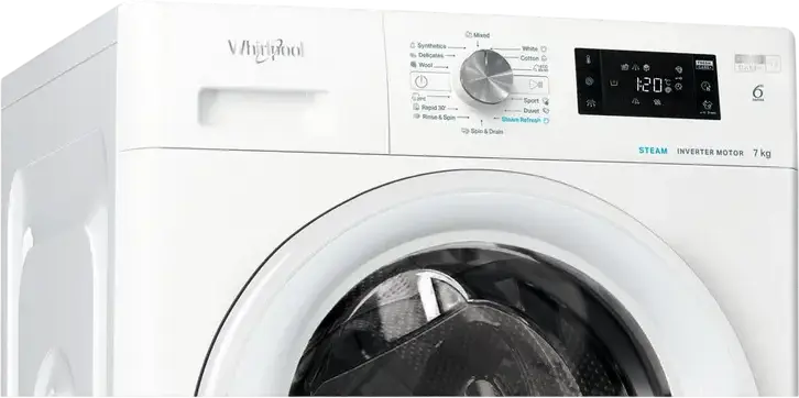 Whirlpool FFB 7469 WV EE Front-Load Washing Machine, 7 kg Capacity, 1400 rpm, Energy Class A, Inverter Motor, 6th Sense, FreshCare+, Steam Refresh, White