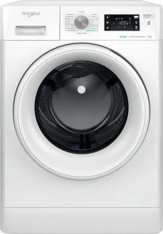 Whirlpool FFB 7469 WV EE Front-Load Washing Machine, 7 kg Capacity, 1400 rpm, Energy Class A, Inverter Motor, 6th Sense, FreshCare+, Steam Refresh, White
