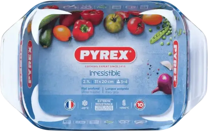 Прямоугольная глубокая форма для запекания Pyrex 408B000 Irresistible, боросиликатное стекло, 2.9 л, 35x23x6.5 см, подходит для духовки и морозильника
