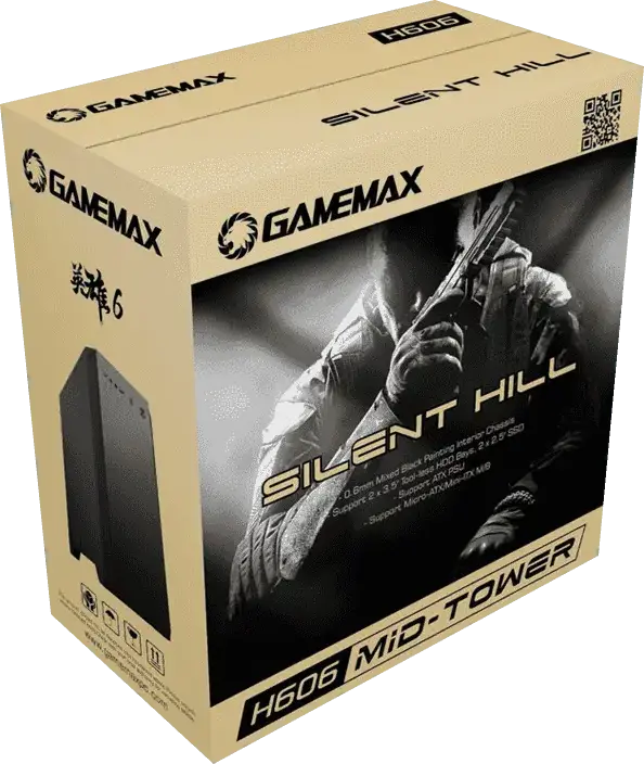 Gamemax Silent Hill H606 Carcasă Midi-Tower, Micro-ATX, Mini-ITX, Panouri Laterale cu Izolare Fonică, Șasiu Oțel Negru, Ventilator Rear 120mm, VGA 345mm