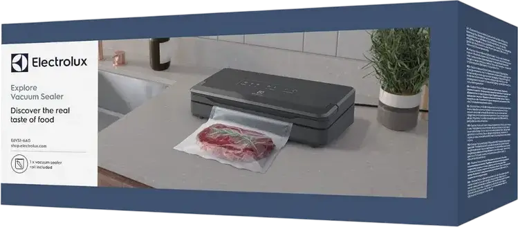 Electrolux Explore E6VS1-6AG Vacuum Sealer, Stainless Steel, 100W, Pre-set Moist and Dry Settings, Adjustable Double Seal, Pulse Vacuum, Architect Grey