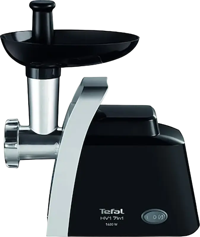 Tefal HV1 7-in-1 Meat Mincer and Vegetable Processor, 1400W, 1.7 kg/min, Reverse Function, with Sausage and Coulis Attachments, Black