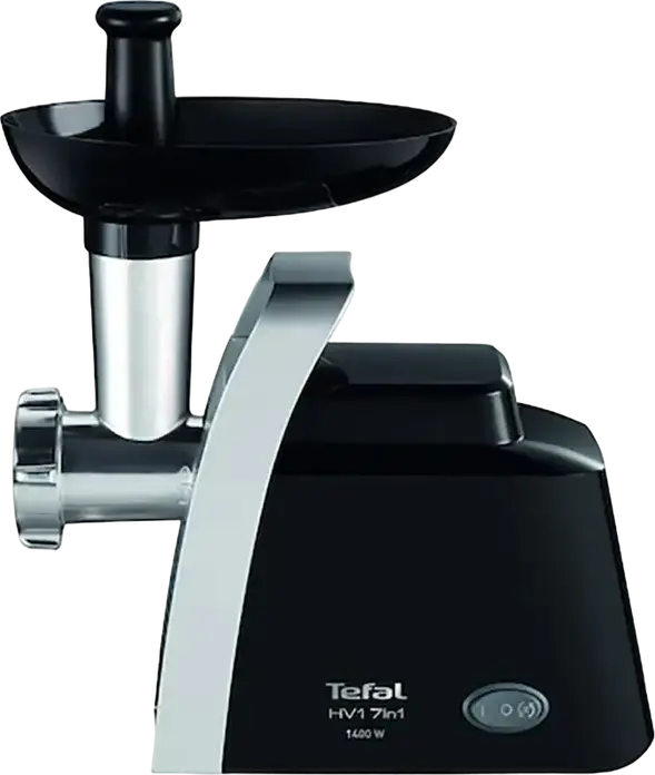 Tefal HV1 7-in-1 Meat Mincer and Vegetable Processor, 1400W, 1.7 kg/min, Reverse Function, with Sausage and Coulis Attachments, Black