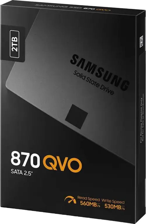 Samsung 870 QVO Internal SSD MZ-77Q2T0 2TB 2.5-inch SATA III 6Gb/s V-NAND QLC Up to 560MB/s Read 530MB/s Write with Intelligent TurboWrite